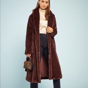 Reformation Hudson Faux Fur Tie Coat